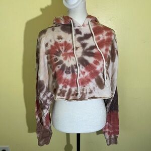 Aeropostale Pink Brown and Cream Tie-Dye Hoodie Size Medium